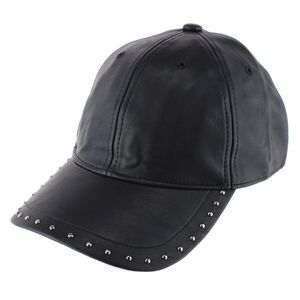 CTM Women's Leather Rivet Baseball Cap